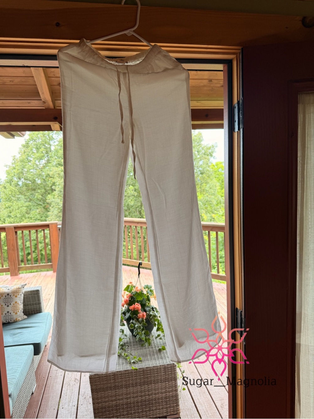 Magnolia Cream Wide-Leg Drawstring Pants